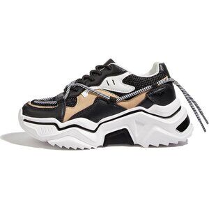 Women's  Black White Platform Colorful Retro Stylish Fashion Sneakers .